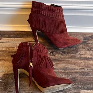 Rebecca Minkoff peep toe suede booties size 5.5